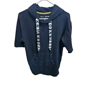 DKNY Sport‎ Hoodie Sweatshirt Short Sleeve Black Athleisure Casual Top